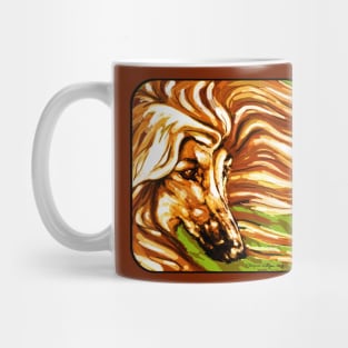 RED AFGHAN HOUND. Windswept. Mug